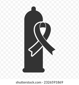 Ilustración vectorial de condones previene el icono del VIH en color oscuro y fondo transparente (PNG).