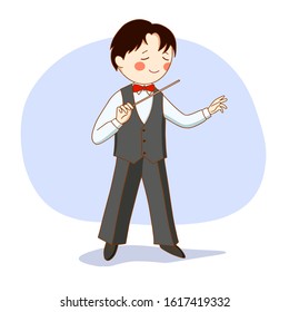 Vector illustration: conductor of a Symphony orchestra.