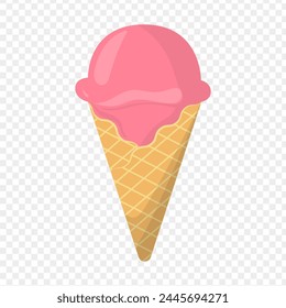 Vector illustration of cone ice cream on transparent background