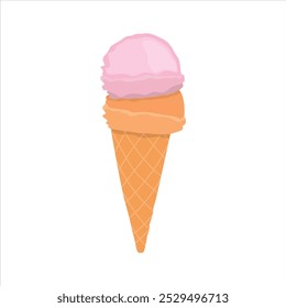 Ilustración vectorial de helado de cono en estilo plano de dibujos animados. Conjunto de helado colorido. Sabroso postre de verano. Cuchara de helado y cono de gofre con diferentes ingredientes. 