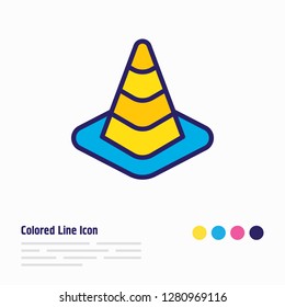 Vector illustration of cone icon colored line. Beautiful construction element also can be used as obstacle icon element.