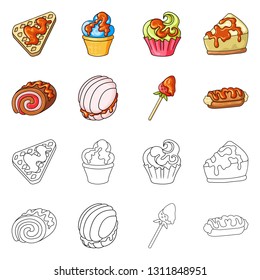 Vector illustration of confectionery and culinary icon. Collection of confectionery and product stock symbol for web.