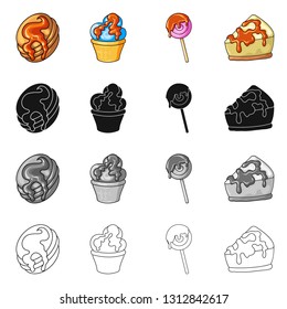 Vector illustration of confectionery and culinary icon. Collection of confectionery and product vector icon for stock.
