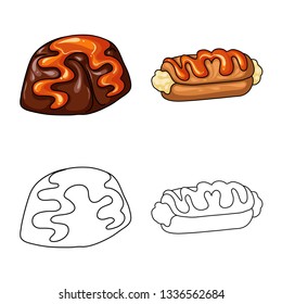 Vector illustration of confectionery and culinary icon. Set of confectionery and product stock vector illustration.