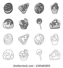 Vector illustration of confectionery and culinary icon. Collection of confectionery and product vector icon for stock.