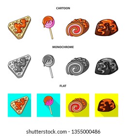 Vector illustration of confectionery and culinary icon. Collection of confectionery and product vector icon for stock.