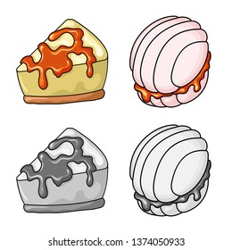 Vector illustration of confectionery and culinary icon. Collection of confectionery and product vector icon for stock.