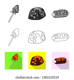 Vector illustration of confectionery and culinary icon. Collection of confectionery and product vector icon for stock.