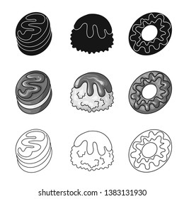 Vector illustration of confectionery and culinary icon. Collection of confectionery and product vector icon for stock.