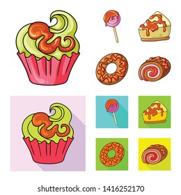 Vector illustration of confectionery and culinary icon. Collection of confectionery and product stock vector illustration.