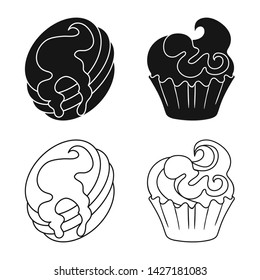 Vector illustration of confectionery and culinary icon. Collection of confectionery and product stock vector illustration.