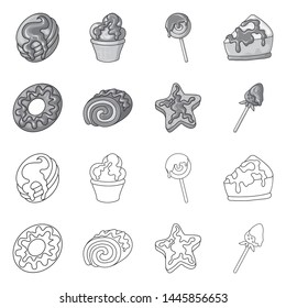 Vector illustration of confectionery and culinary icon. Set of confectionery and product vector icon for stock.