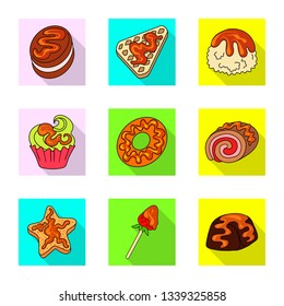 Vector illustration of confectionery and culinary logo. Set of confectionery and colorful stock symbol for web.
