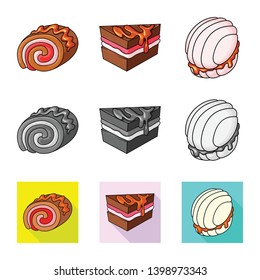 Vector illustration of confectionery and culinary logo. Set of confectionery and product stock symbol for web.