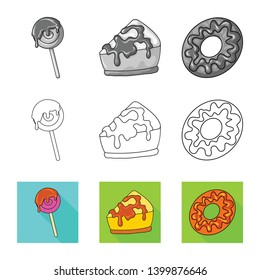 Vector illustration of confectionery and culinary logo. Set of confectionery and product vector icon for stock.