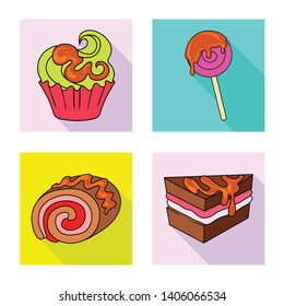 Vector illustration of confectionery and culinary logo. Collection of confectionery and colorful stock vector illustration.