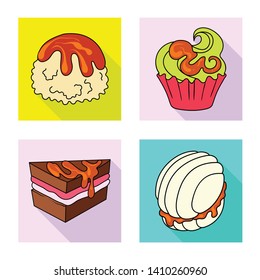 Vector illustration of confectionery and culinary logo. Collection of confectionery and colorful vector icon for stock.