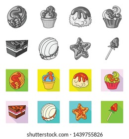Vector illustration of confectionery and culinary logo. Collection of confectionery and product stock vector illustration.