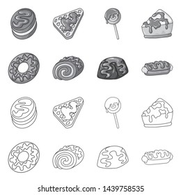 Vector illustration of confectionery and culinary logo. Collection of confectionery and product stock vector illustration.