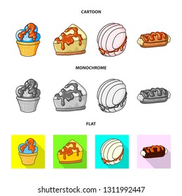 Vector illustration of confectionery and culinary sign. Set of confectionery and product stock symbol for web.