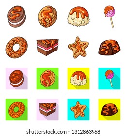 Vector illustration of confectionery and culinary sign. Set of confectionery and product vector icon for stock.
