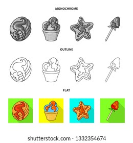 Vector illustration of confectionery and culinary sign. Set of confectionery and product vector icon for stock.