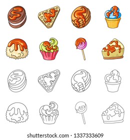 Vector illustration of confectionery and culinary sign. Collection of confectionery and product stock vector illustration.