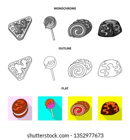 Vector illustration of confectionery and culinary sign. Set of confectionery and product stock symbol for web.