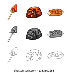 Vector illustration of confectionery and culinary sign. Collection of confectionery and product stock symbol for web.