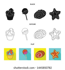 Vector illustration of confectionery and culinary sign. Set of confectionery and product stock symbol for web.
