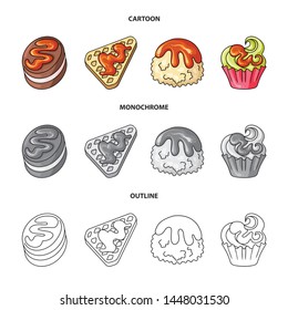 Vector illustration of confectionery and culinary sign. Set of confectionery and product stock symbol for web.