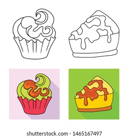 Vector illustration of confectionery and culinary sign. Set of confectionery and product stock symbol for web.