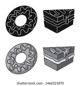 Vector illustration of confectionery and culinary sign. Collection of confectionery and product stock symbol for web.