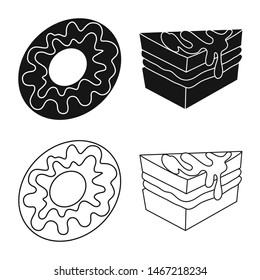 Vector illustration of confectionery and culinary sign. Set of confectionery and product stock symbol for web.