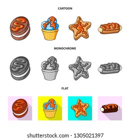 Vector illustration of confectionery and culinary symbol. Set of confectionery and product stock vector illustration.