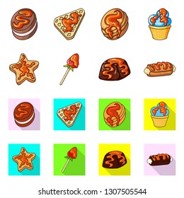 Vector illustration of confectionery and culinary symbol. Set of confectionery and product vector icon for stock.