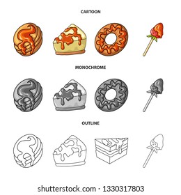 Vector illustration of confectionery and culinary symbol. Collection of confectionery and product vector icon for stock.