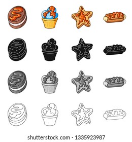 Vector illustration of confectionery and culinary symbol. Set of confectionery and product stock symbol for web.