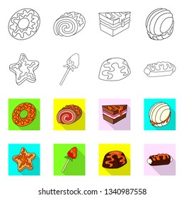 Vector illustration of confectionery and culinary symbol. Set of confectionery and product stock vector illustration.