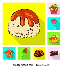 Vector illustration of confectionery and culinary symbol. Set of confectionery and colorful vector icon for stock.
