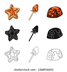 Vector illustration of confectionery and culinary symbol. Collection of confectionery and product vector icon for stock.