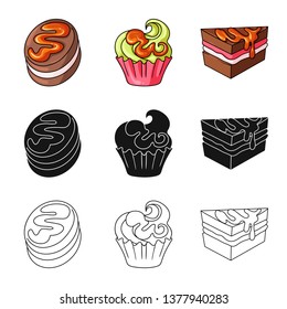 Vector illustration of confectionery and culinary symbol. Set of confectionery and product stock symbol for web.