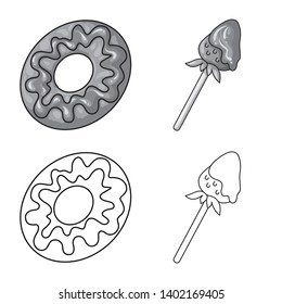 Vector illustration of confectionery and culinary symbol. Set of confectionery and product vector icon for stock.