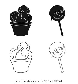 Vector illustration of confectionery and culinary symbol. Set of confectionery and product stock symbol for web.