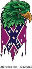 vector illustration of Confederate flag with eagle head