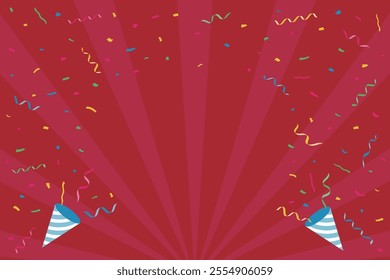 Vector illustration of confetti, crackers and garland