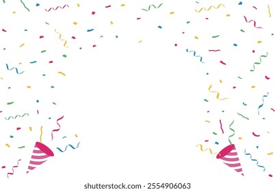 Vector illustration of confetti, crackers and garland