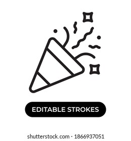 Vector illustration of confetti icon or logo. Use black color and line design style. Editable strokes