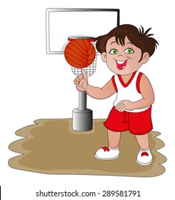 Vector illustration of confident basketball player spinning the ball.