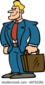 Vector illustration of a confident businessman carrying a briefcase.